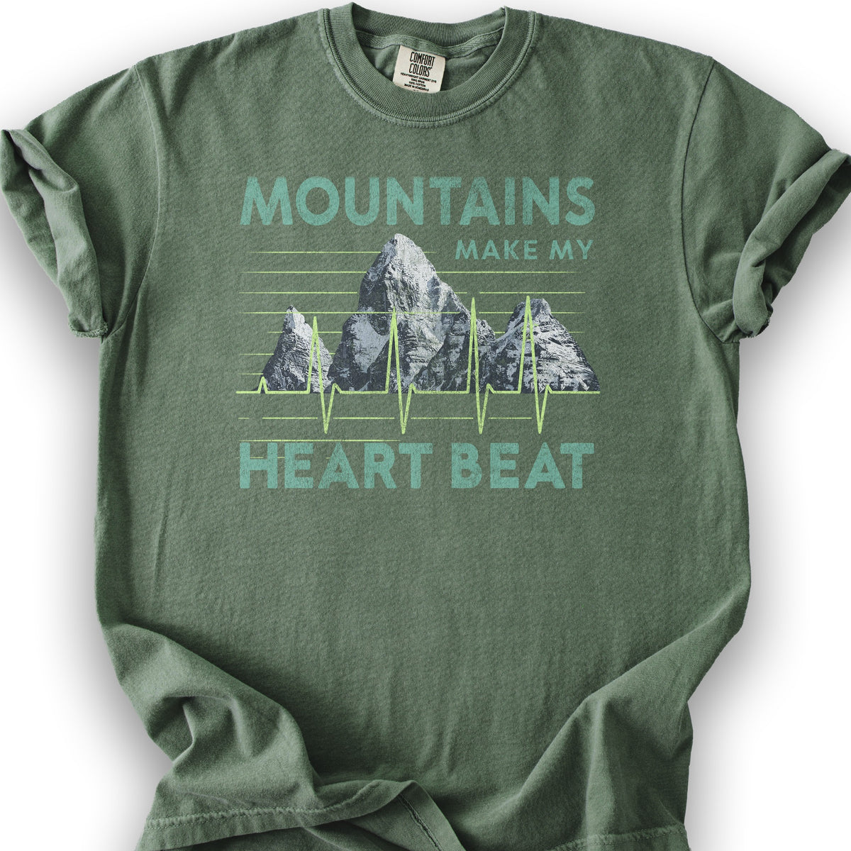 Mountain Lover "Heartbeat" T-Shirt - Moss