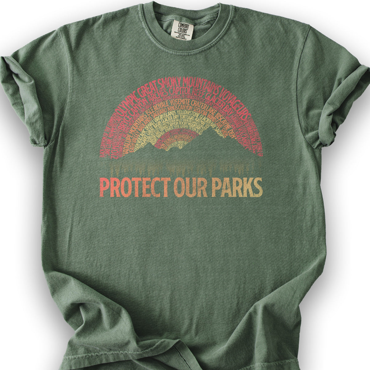 Protect Our Parks Word Art T-Shirt - Moss