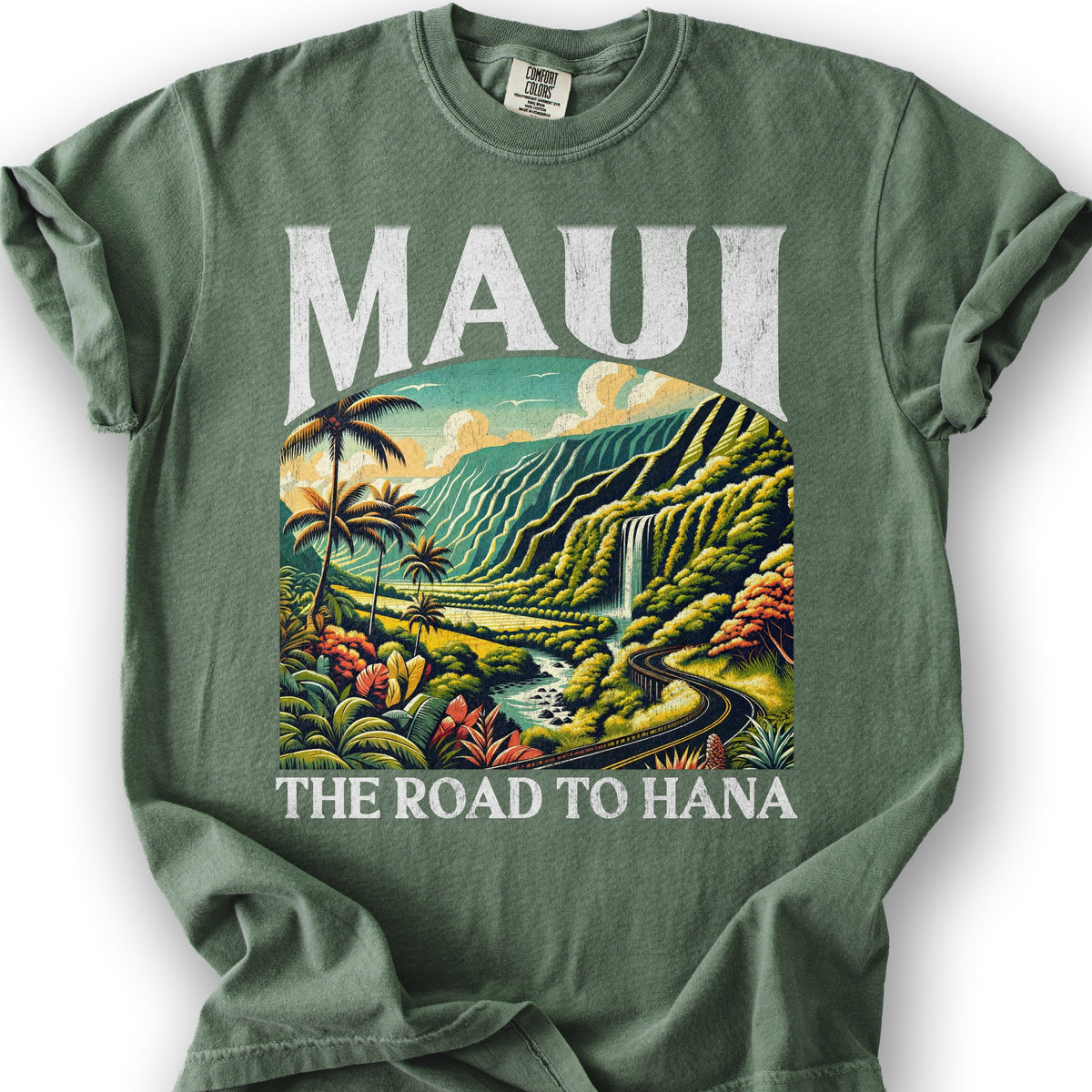 Maui The Road to Hana "Big and Bold" T-Shirt - Moss