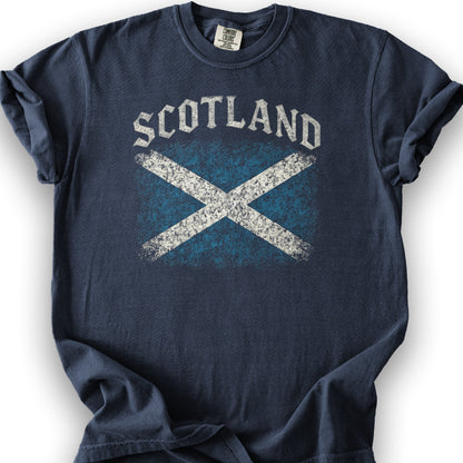 Scotland Distressed Vintage Flag T-Shirt - Navy