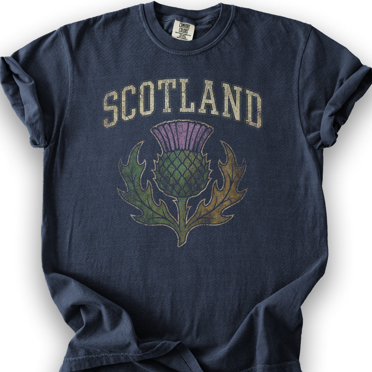 Scotland Distressed Thistle T-Shirt - Navy