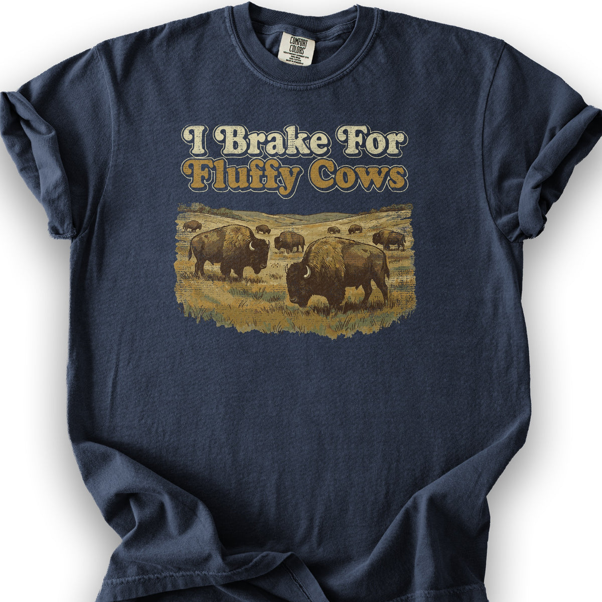 Brake For Fluffy Cows T-Shirt - Navy