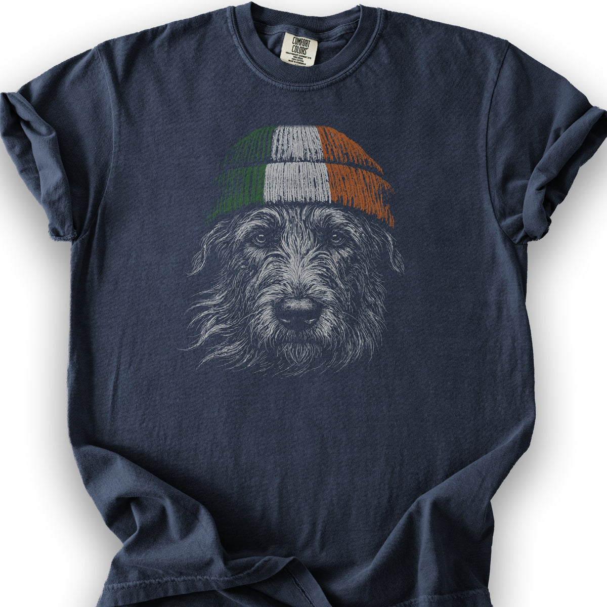 Irish Wolfhound Beanie T-Shirt - Navy