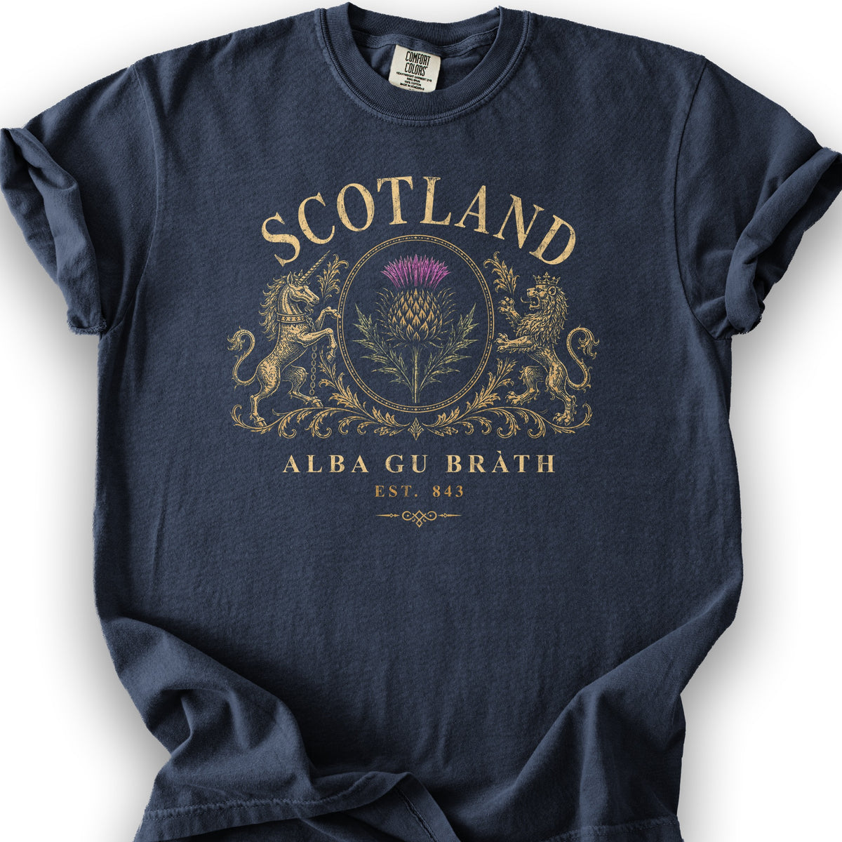 Scotland Heraldry Thistle T-Shirt - Navy