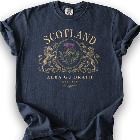 Scotland Heraldry Thistle T-Shirt - Navy