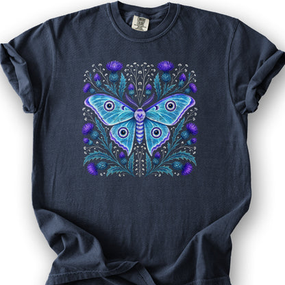 Emperor Moth Thistle T-Shirt - Navy