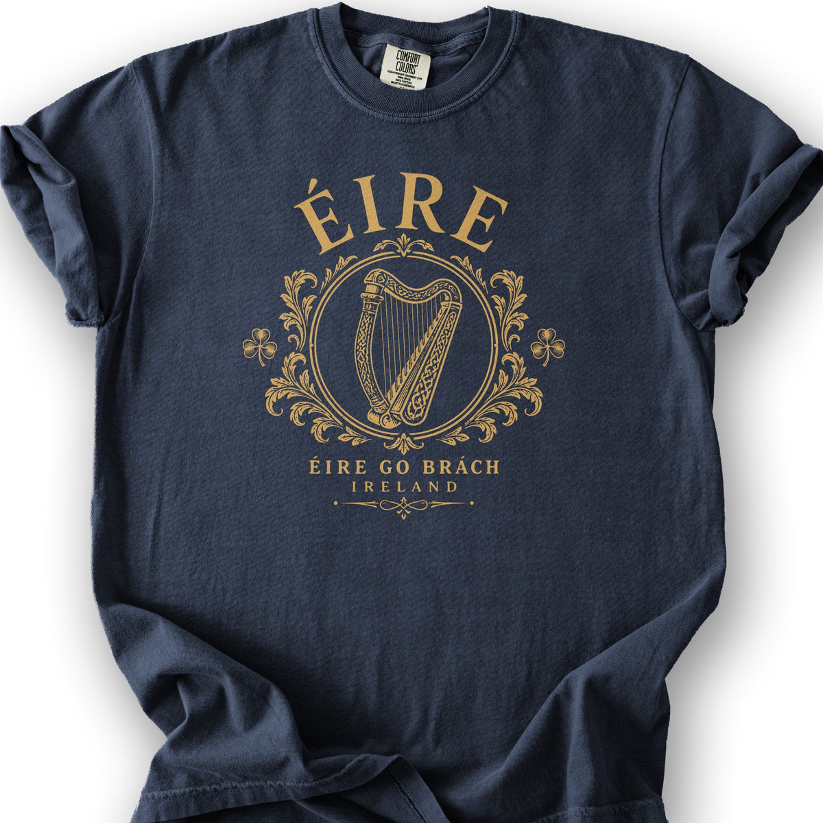 Éire Harp Laurels T-Shirt - Navy