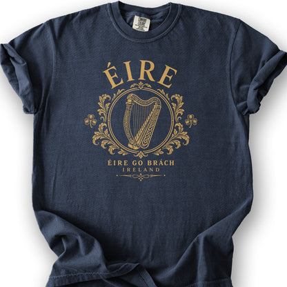 Éire Harp Laurels T-Shirt - Navy
