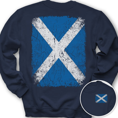 Scotland Distressed Flag Front/Back Print Sweatshirt - Navy