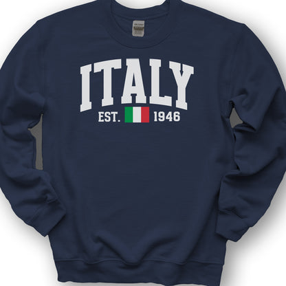 Italy Varsity Flag Sweatshirt - Navy