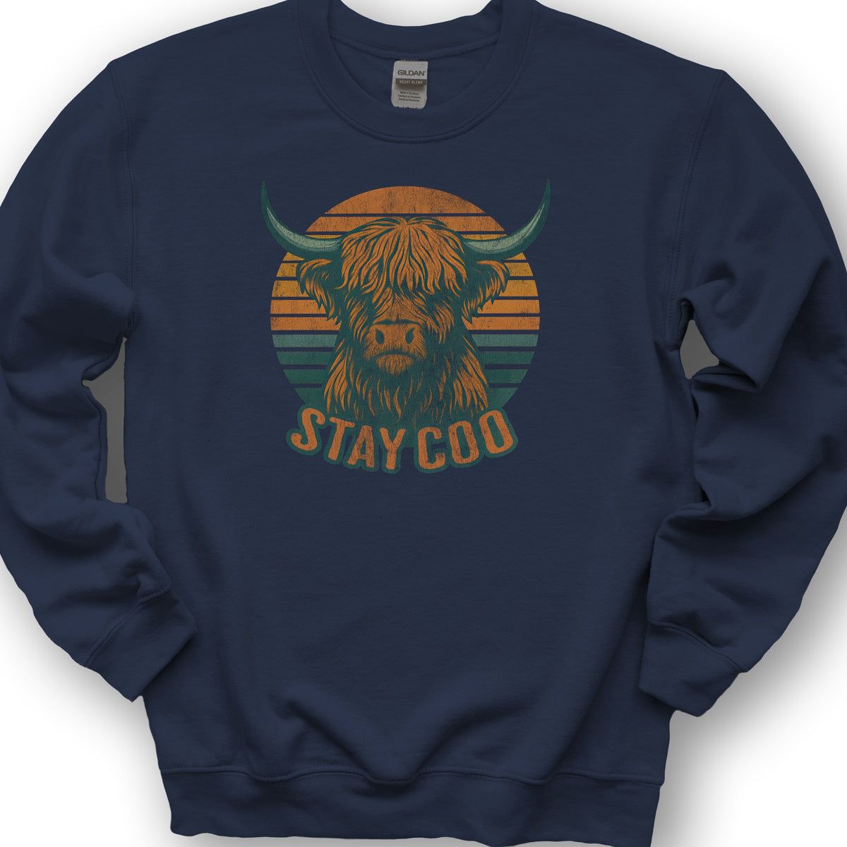Highland Cow "Stay Coo" Sweatshirt - Navy