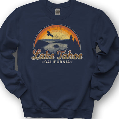 Lake Tahoe Retro Rainbow Sweatshirt - Navy