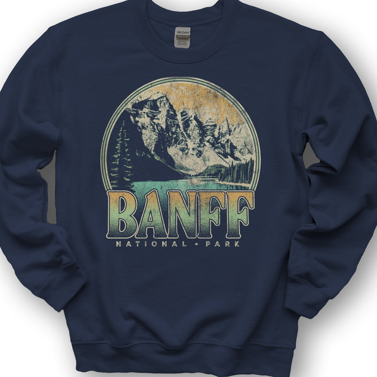 Banff National Park Groovy Screenprint Sweatshirt - Navy