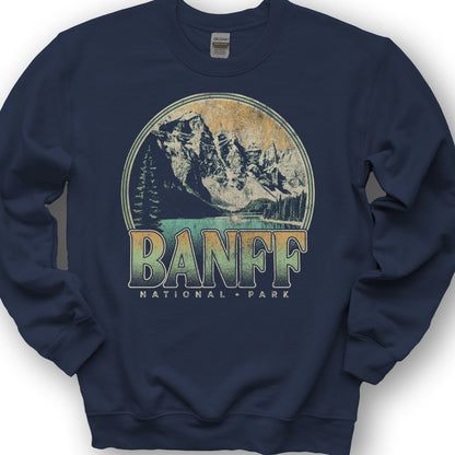 Banff National Park Groovy Screenprint Sweatshirt - Navy