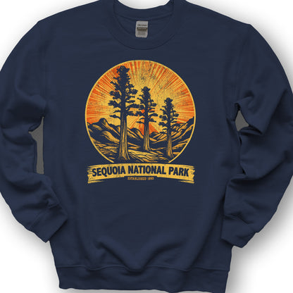 Sequoia 3 Trees Vintage Print Sweatshirt - Navy
