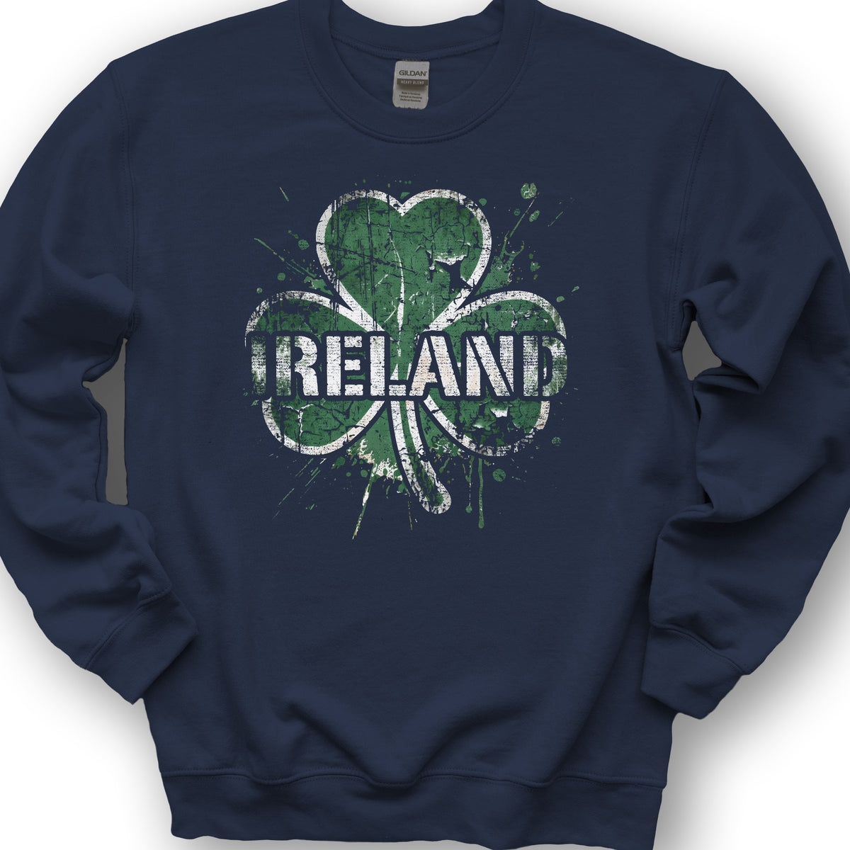 Ireland Shamrock Grunge Sweatshirt - Navy