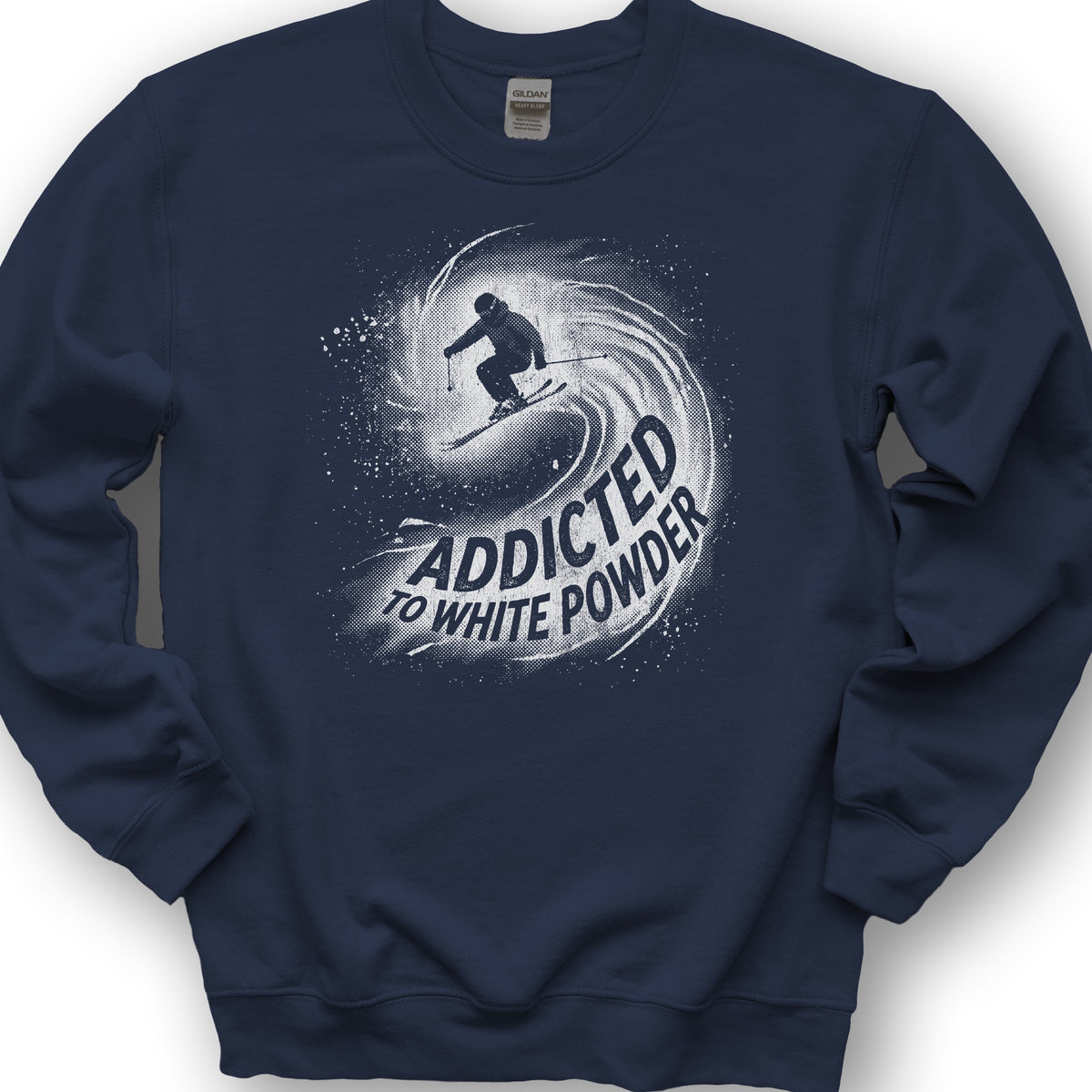 White Powder Skiing  Sweatshirt - Navy
