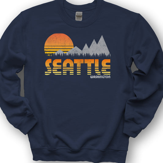 Seattle 80's Retro Sweatshirt - Navy