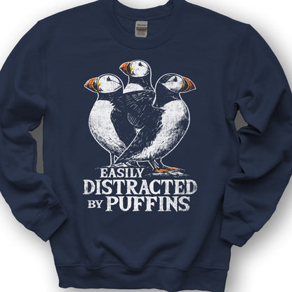 Easily Distracted By Puffins Sweatshirt - Navy