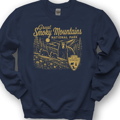 Smoky Mountains Vintage Sketch Sweatshirt - Navy