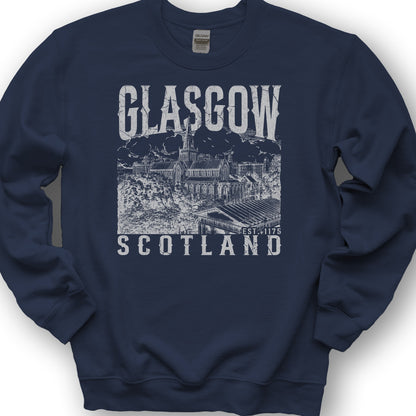 Glasgow Scotland Sketch Sweatshirt - Navy
