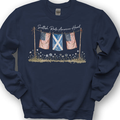 Scottish Roots American Heart Sweatshirt - Navy
