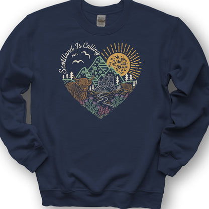 Scotland Is Calling Heart Sweatshirt - Navy