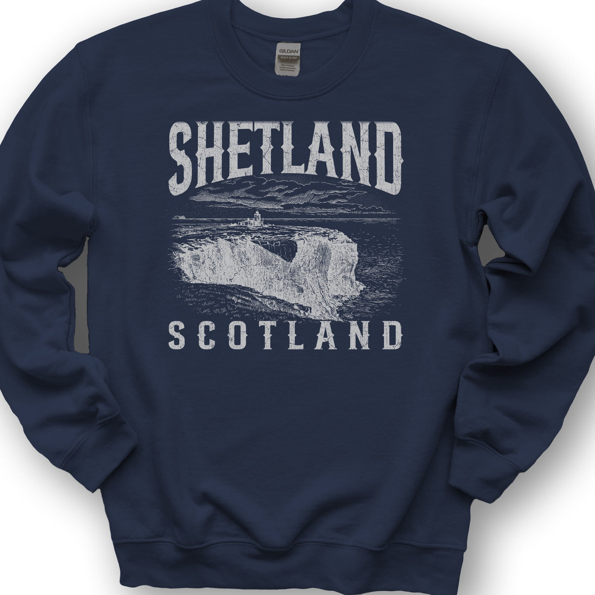 Shetland Scotland Sketch Sweatshirt - Navy