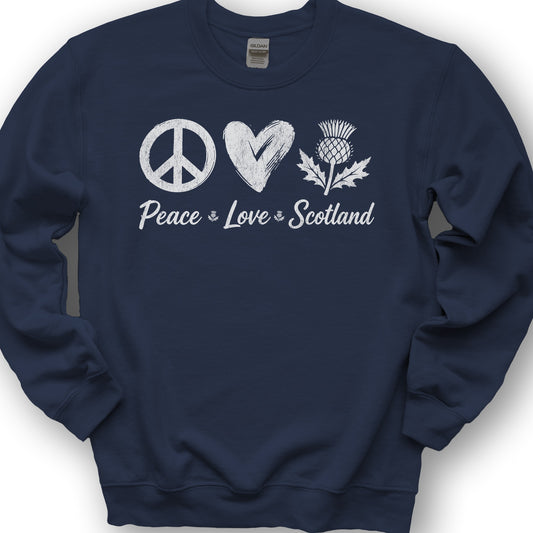 Peace Love Scotland Sweatshirt - Navy