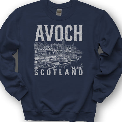 Avoch Scotland Sketch Sweatshirt - Navy