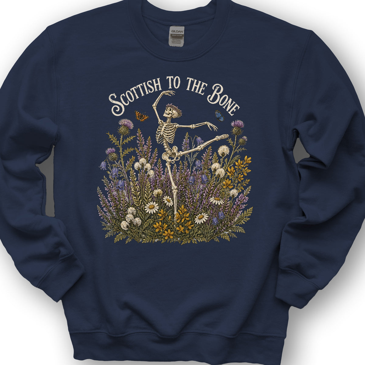 Scottish Floral Bone Sweatshirt - Navy