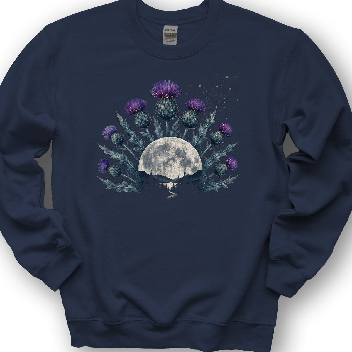 Moonlit Highland Thistles Sweatshirt - Navy