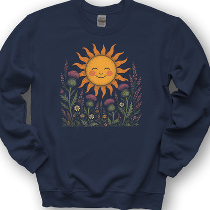 Happy Sun Thistles Sweatshirt - Navy