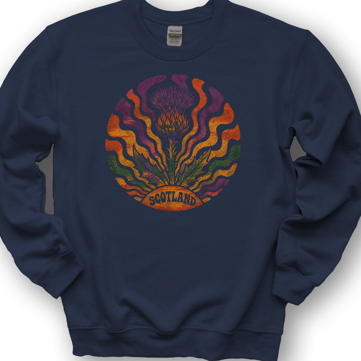 Groovy Scotland Thistle Sweatshirt - Navy
