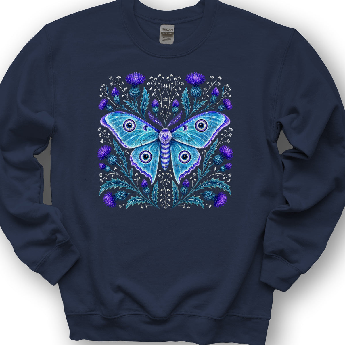 Emperor Moth Thistle Sweatshirt - Navy