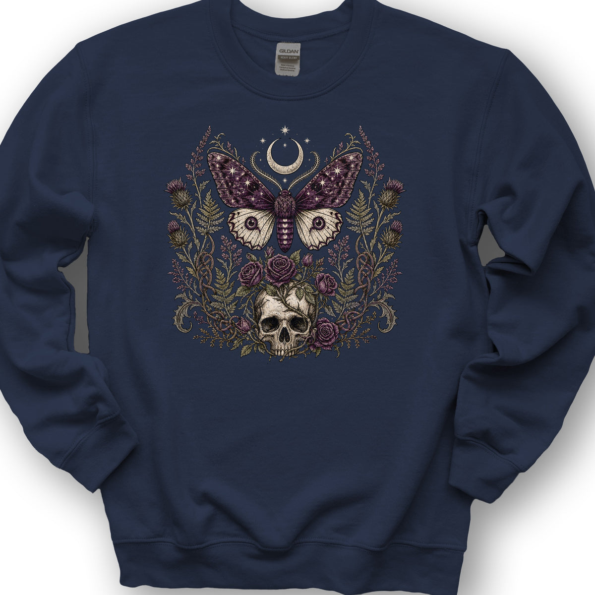 Gothic Thistle Moth Sweatshirt - Navy