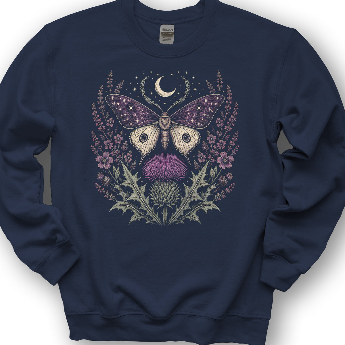 Crescent Thistle Moth Moon Sweatshirt - Navy