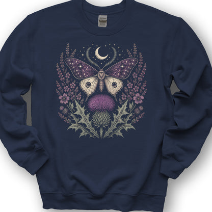 Crescent Thistle Moth Moon Sweatshirt - Navy