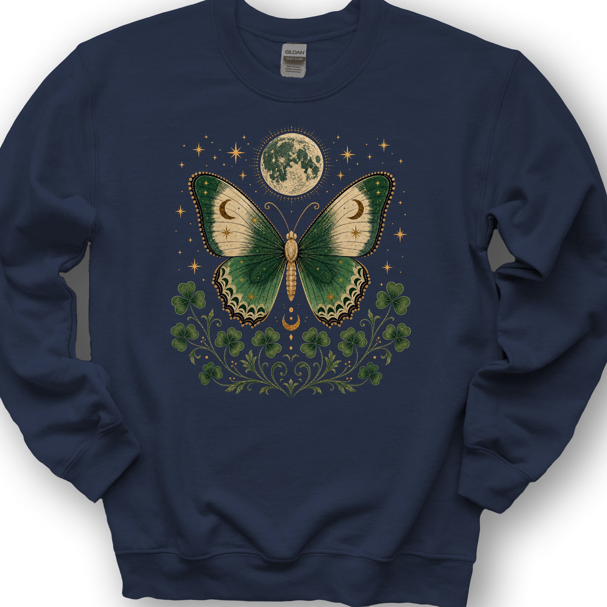 Shamrock Moon Butterfly Sweatshirt - Navy