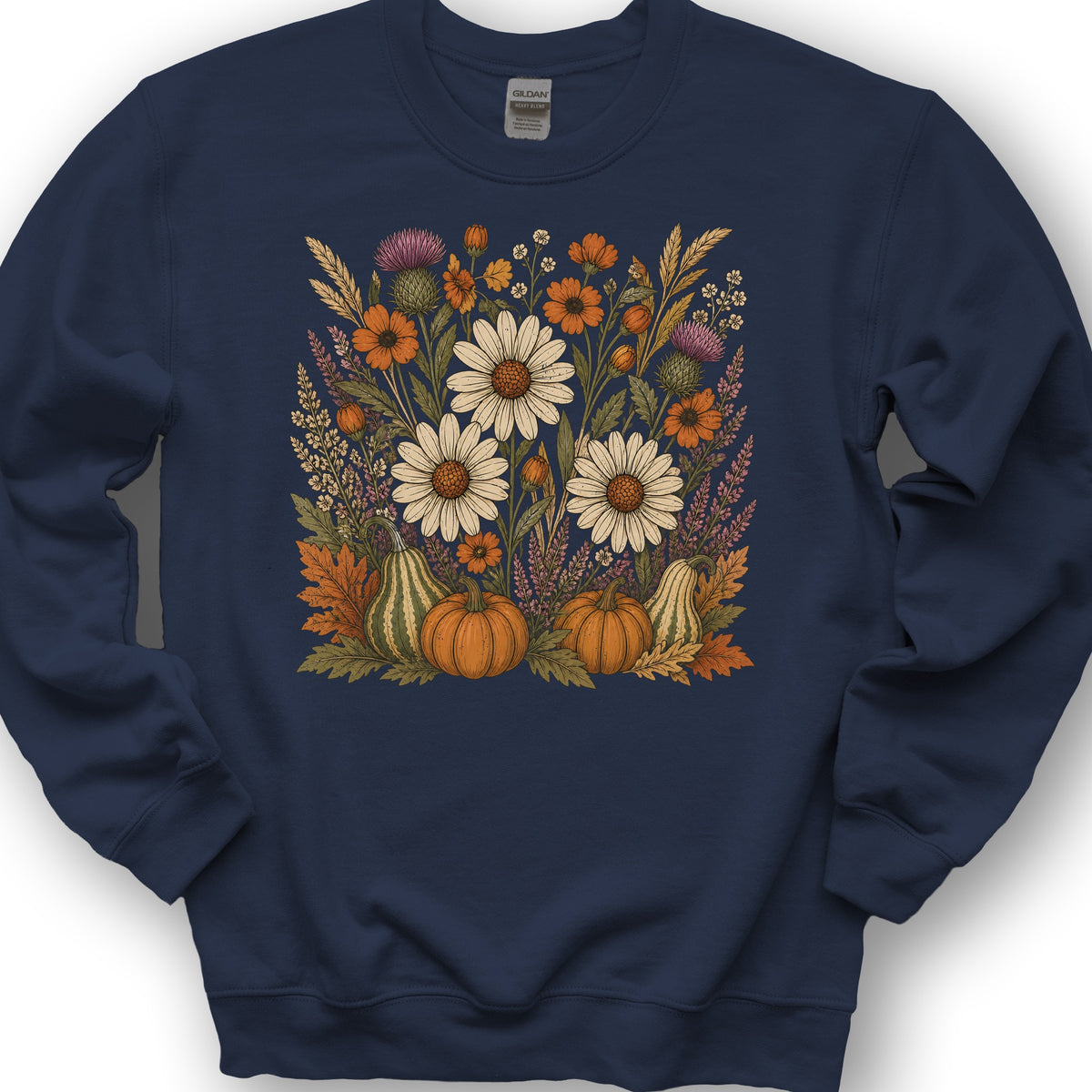 Pumpkin Florals Sweatshirt - Navy