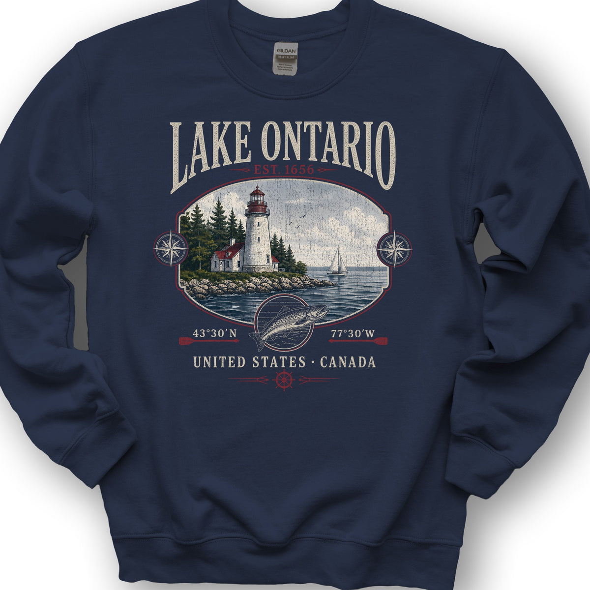 Lake Ontario Retro 90's Sweatshirt - Navy