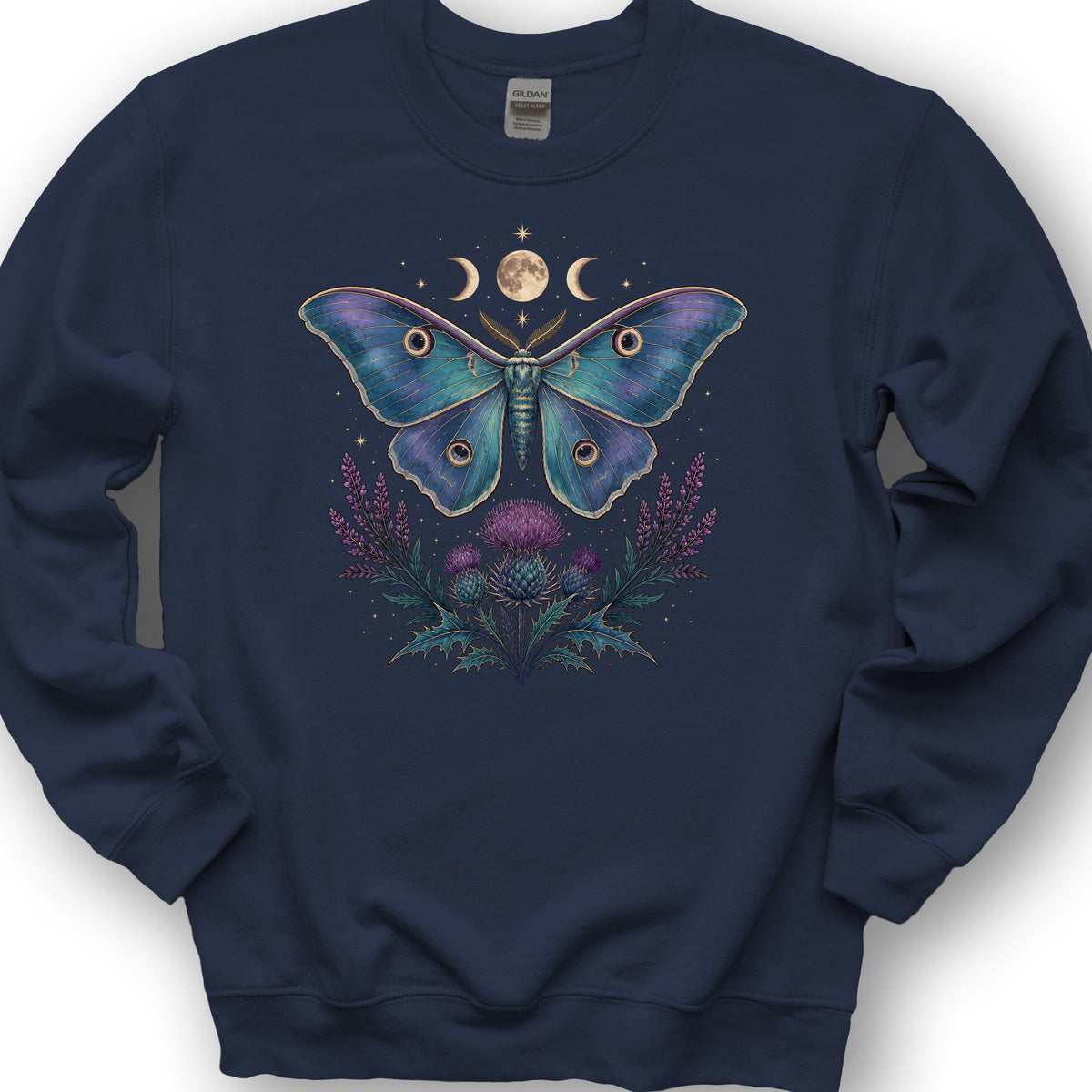 Emperor Moth Thistle Bouquet Sweatshirt - Navy