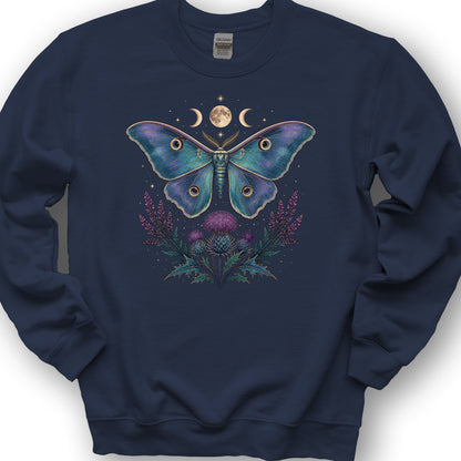 Emperor Moth Thistle Bouquet Sweatshirt - Navy