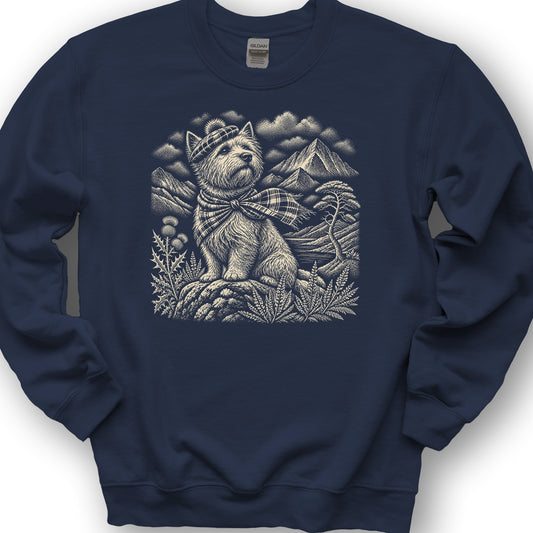 Highland Westie Plaid Sweatshirt - Navy