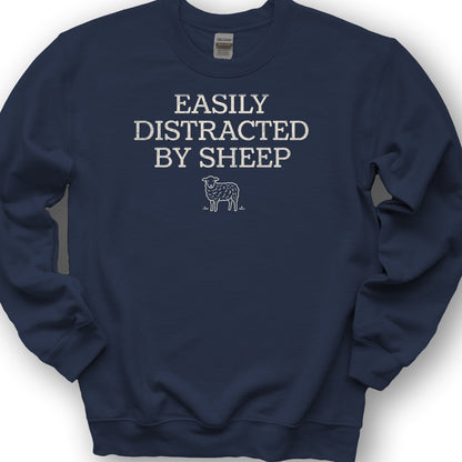 Easily Distracted By Sheep Sweatshirt - Navy