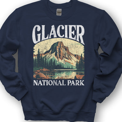 Glacier National Park "Big and Bold" Crewneck Sweatshirt - Navy