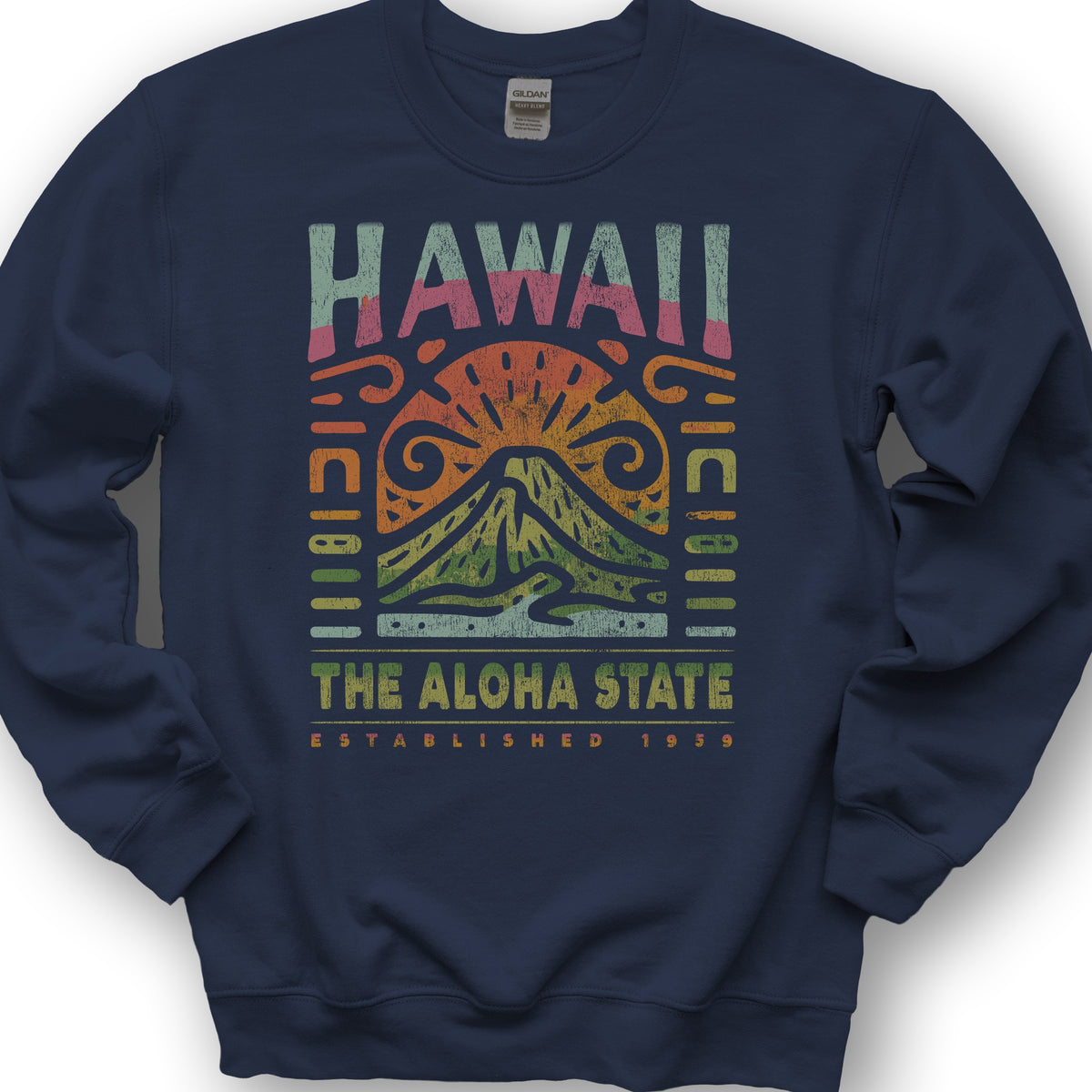 Hawaii The Aloha State "Volcano Tatoo" Sweatshirt - Navy