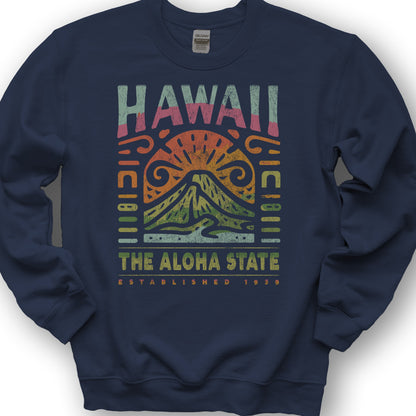 Hawaii The Aloha State "Volcano Tatoo" Sweatshirt - Navy