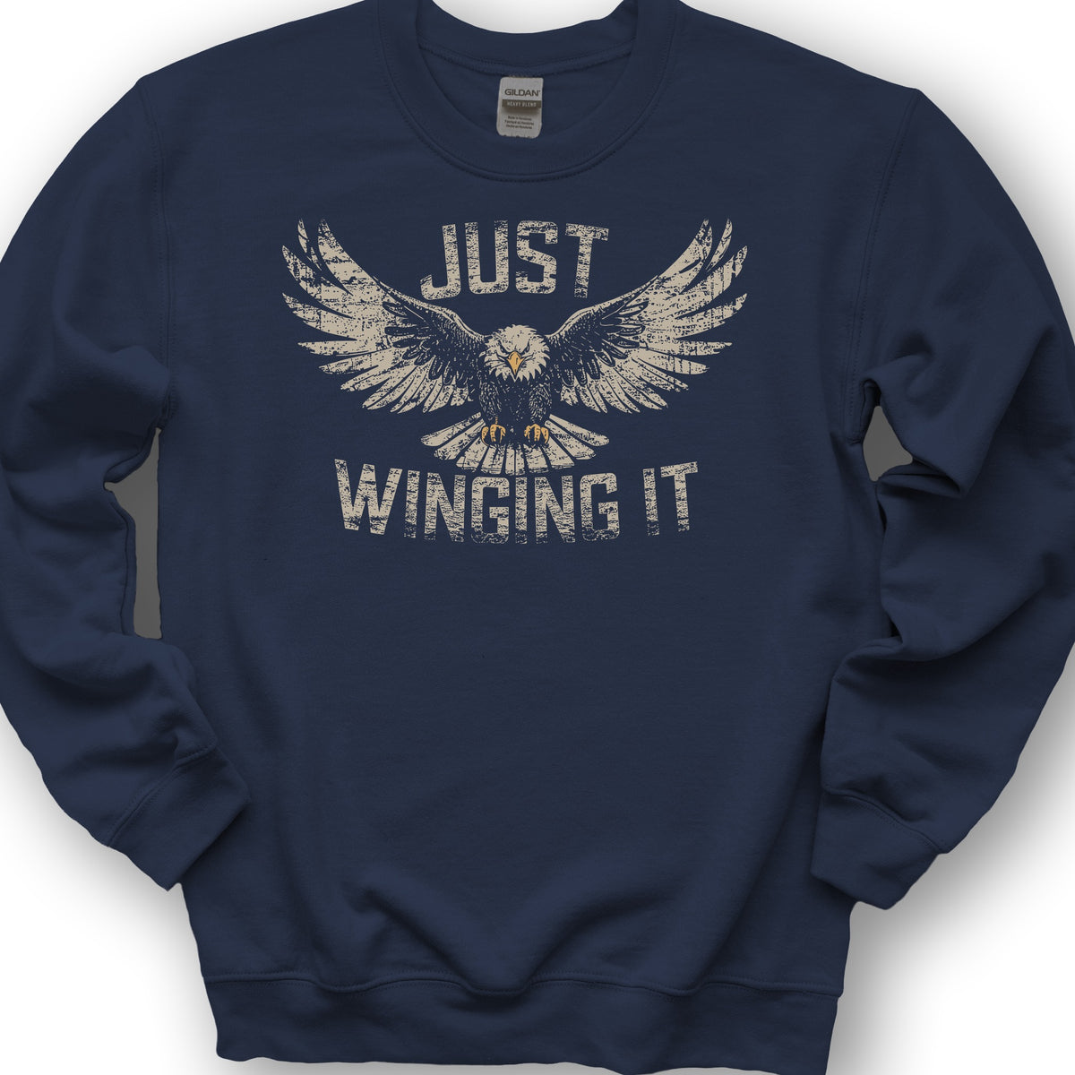 Just Winging It Distressed Sweatshirt - Navy