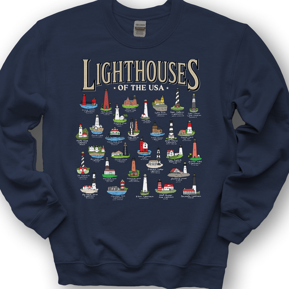 Lighthouses of the USA Sweatshirt - Navy